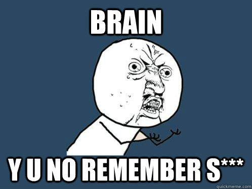 Brain y u no remember s***  Y U No