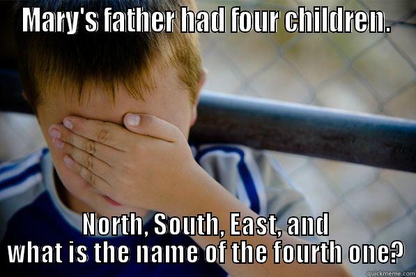 Star Wars Bat Man My Little Pony - MARY'S FATHER HAD FOUR CHILDREN. NORTH, SOUTH, EAST, AND WHAT IS THE NAME OF THE FOURTH ONE? Confession kid
