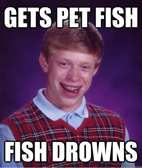 Gets pet fish fish drowns - Gets pet fish fish drowns  Bad Luck Brian