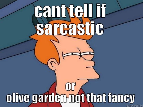 CANT TELL IF SARCASTIC OR OLIVE GARDEN NOT THAT FANCY Futurama Fry