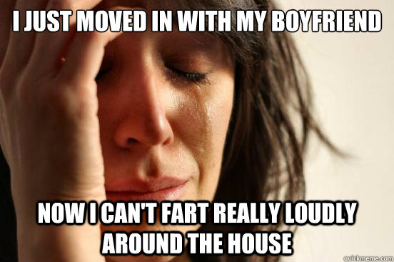 I just moved in with my boyfriend now i can't fart really loudly around the house - I just moved in with my boyfriend now i can't fart really loudly around the house  First World Problems