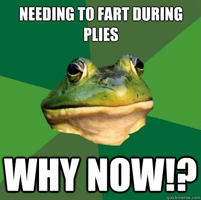 needing to fart during plies WHY NOW!?  Foul Bachelor Frog