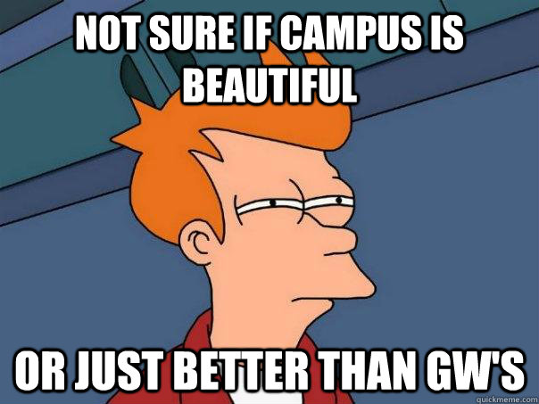 Not sure if campus is beautiful or just better than GW's  Futurama Fry