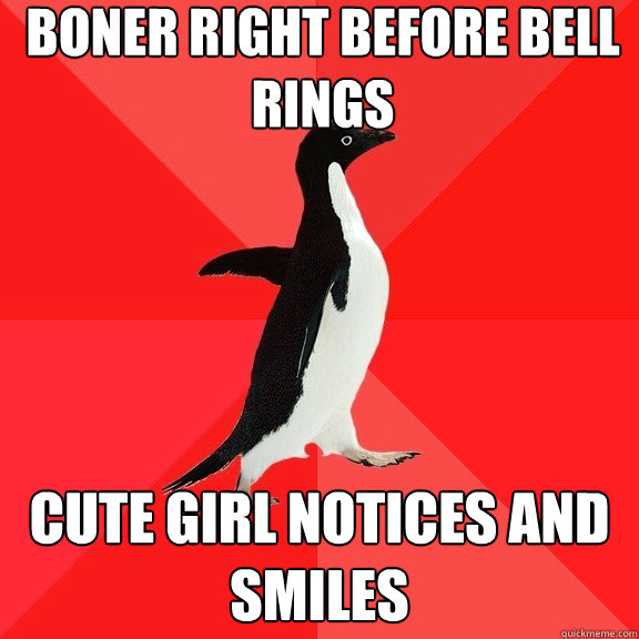 boner right before bell rings cute girl notices and smiles - boner right before bell rings cute girl notices and smiles  Socially Awesome Penguin