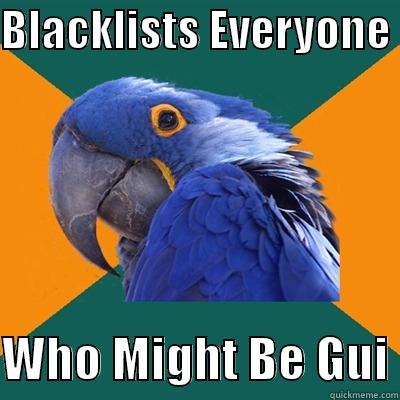 BLACKLISTS EVERYONE   WHO MIGHT BE GUI Paranoid Parrot