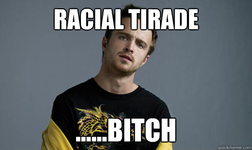 Racial Tirade ......bitch  Jesse Pinkman Loves the word Bitch