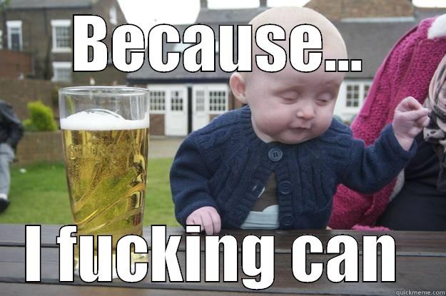 BECAUSE... I FUCKING CAN  drunk baby