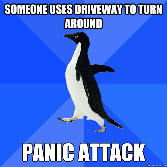Someone uses driveway to turn around panic attack  Socially Awkward Penguin