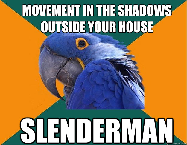 MOVEMENT IN THE SHADOWS OUTSIDE YOUR HOUSE SLENDERMAN  Paranoid Parrot