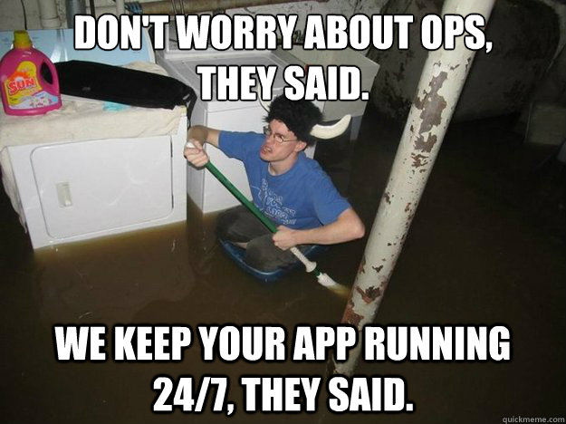 don't worry about ops, 
they said. We keep your app running 24/7, they said.  Laundry Room Viking