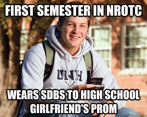 First semester in NROTC Wears SDBs to high school girlfriend's Prom  College Freshman
