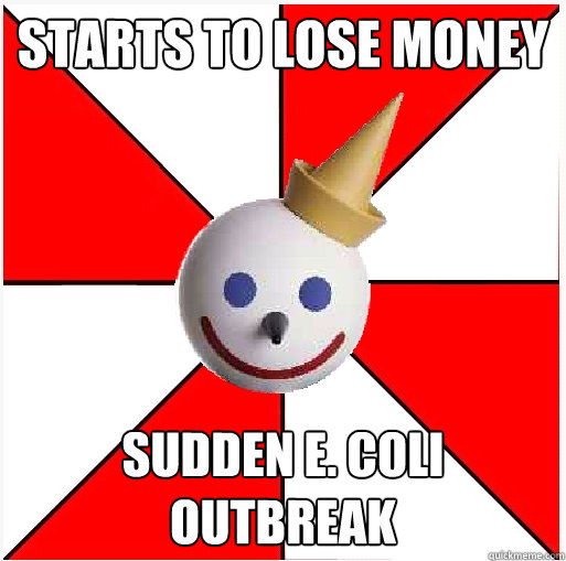 Starts to lose money Sudden E. coli outbreak   