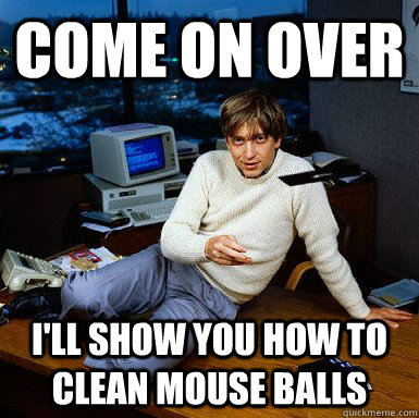 Come on over I'll show you how to clean mouse balls  Seductive Bill Gates