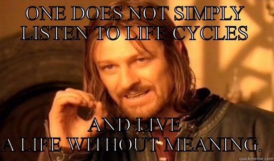 ONE DOES NOT SIMPLY LISTEN TO LIFE CYCLES AND LIVE A LIFE WITHOUT MEANING.  Boromir