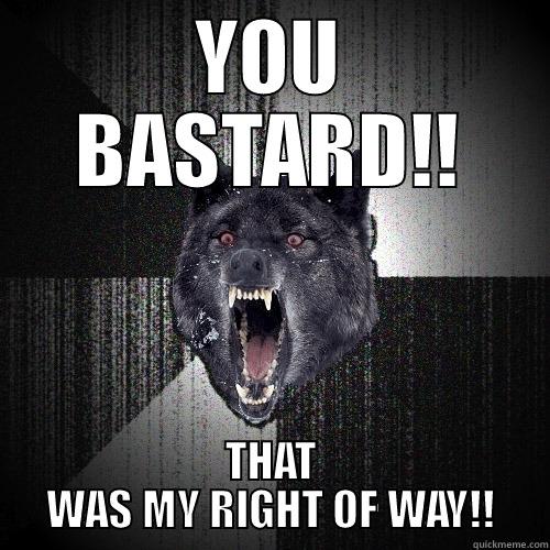 YOU BASTARD!! THAT WAS MY RIGHT OF WAY!! Insanity Wolf