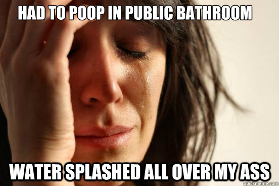 Had to poop in public bathroom Water splashed all over my ass  First World Problems