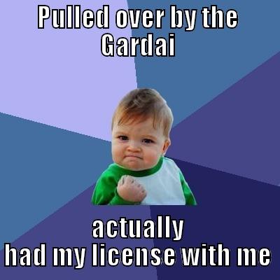 PULLED OVER BY THE GARDAI ACTUALLY HAD MY LICENSE WITH ME Success Kid