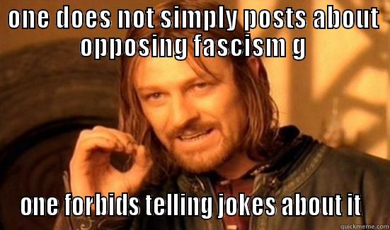 ONE DOES NOT SIMPLY POSTS ABOUT OPPOSING FASCISM G ONE FORBIDS TELLING JOKES ABOUT IT  Boromir