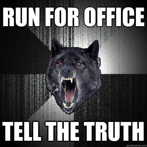 run for office tell the truth  Insanity Wolf