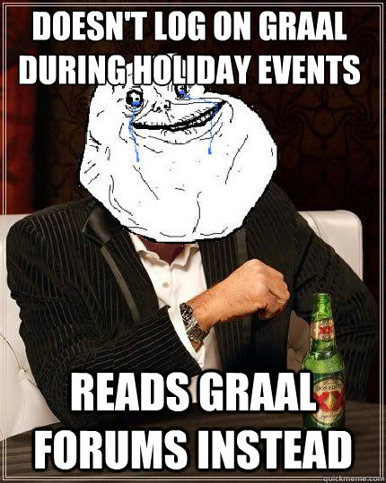 doesn't log on graal during holiday events reads graal forums instead  Most Forever Alone In The World