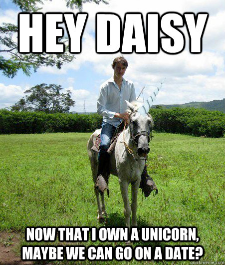 Hey Daisy Now that I own a unicorn, maybe we can go on a date?  Magical Version of the Great Gatsby