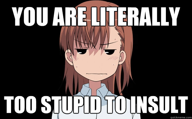 You are literally too stupid to insult - You are literally too stupid to insult  Misaka Angry