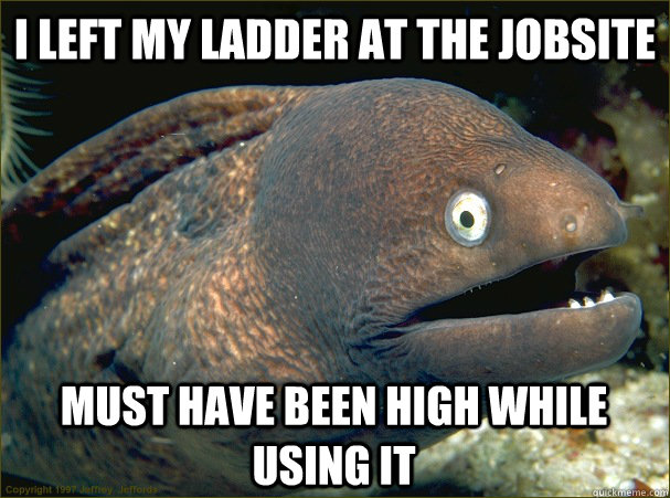 I left my ladder at the jobsite must have been high while using it  Bad Joke Eel