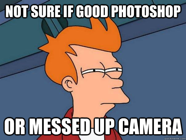 Not sure if good photoshop or messed up camera  Futurama Fry