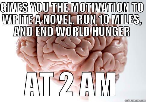 GIVES YOU THE MOTIVATION TO WRITE A NOVEL, RUN 10 MILES, AND END WORLD HUNGER AT 2 AM Scumbag Brain