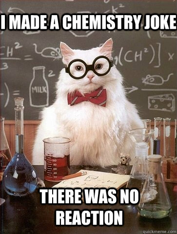 I made a chemistry joke there was no reaction - I made a chemistry joke there was no reaction  Chemistry Cat