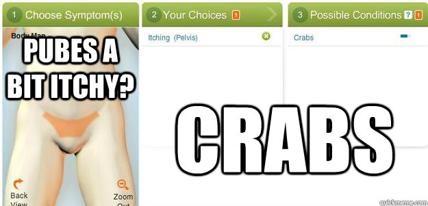 pubes a bit itchy? crabs  Scumbag WebMD