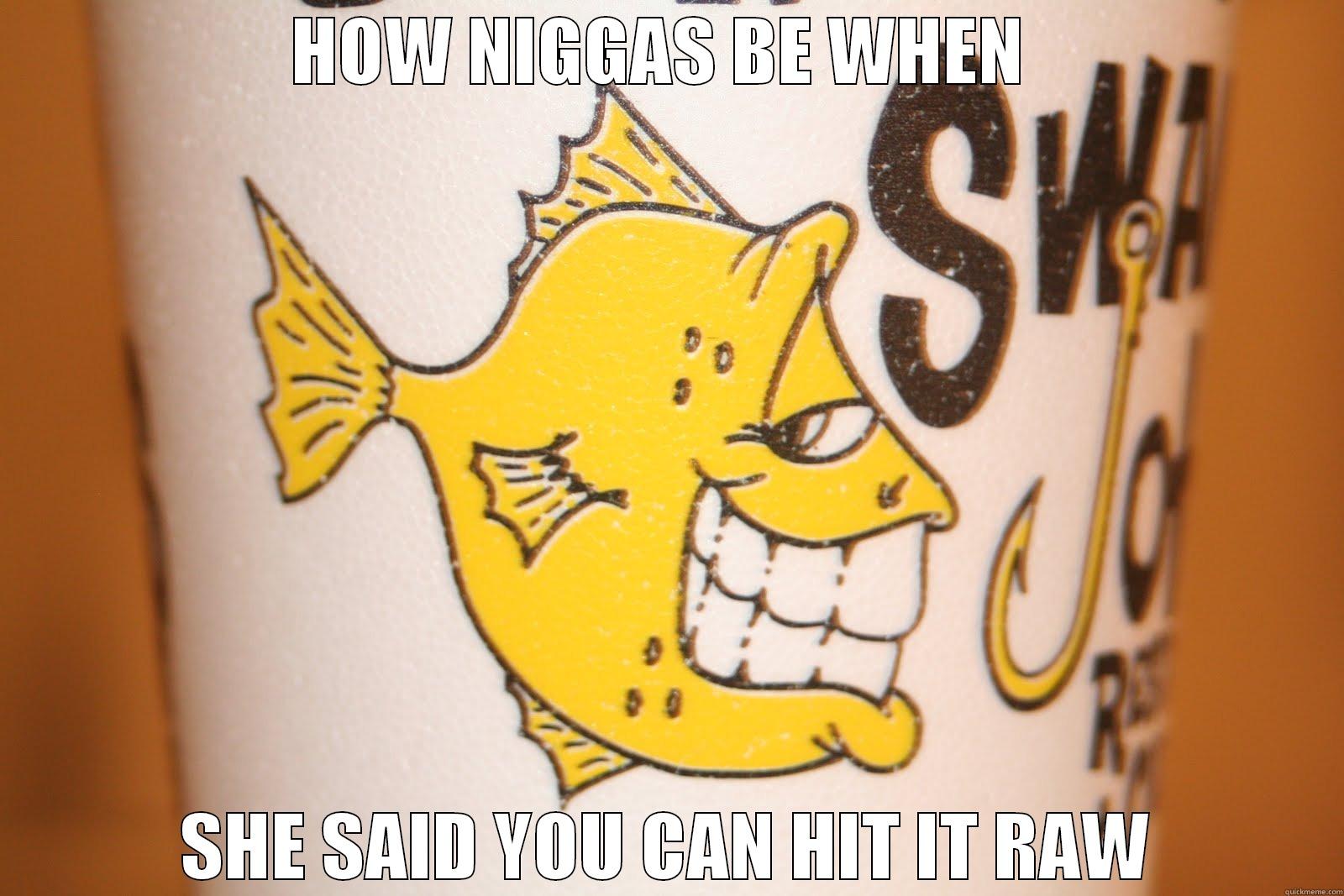 HOW NIGGAS BE WHEN  SHE SAID YOU CAN HIT IT RAW Misc