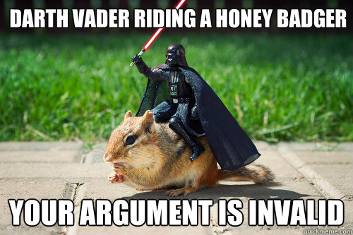 Darth Vader riding a honey badger your argument is invalid  