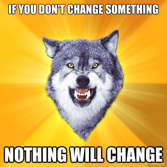 if you don't change something nothing will change  Courage Wolf