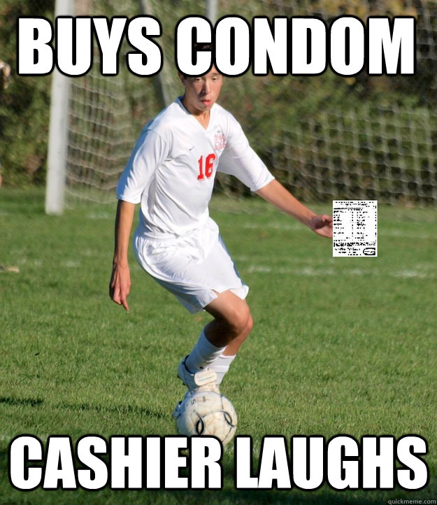 Buys condom Cashier laughs  Flaccid