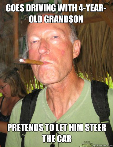 Goes driving with 4-year-old grandson Pretends to let him steer the car - Goes driving with 4-year-old grandson Pretends to let him steer the car  Good Grandfather Greg
