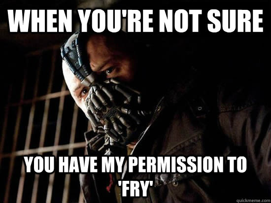 When you're not sure You have my permission to 'fry' - When you're not sure You have my permission to 'fry'  Condescending Bane