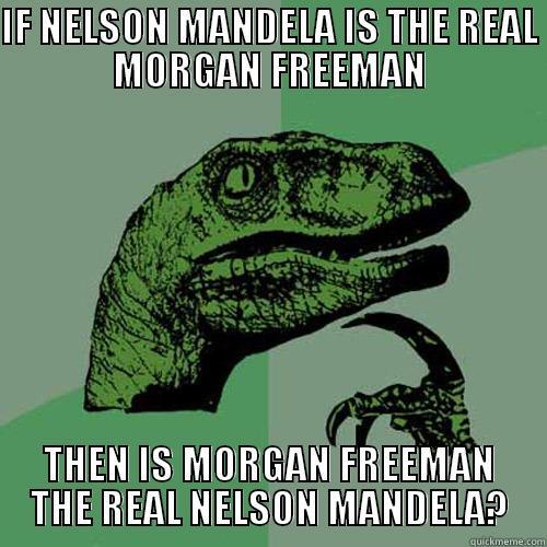 IF NELSON MANDELA IS THE REAL MORGAN FREEMAN THEN IS MORGAN FREEMAN THE REAL NELSON MANDELA? Philosoraptor