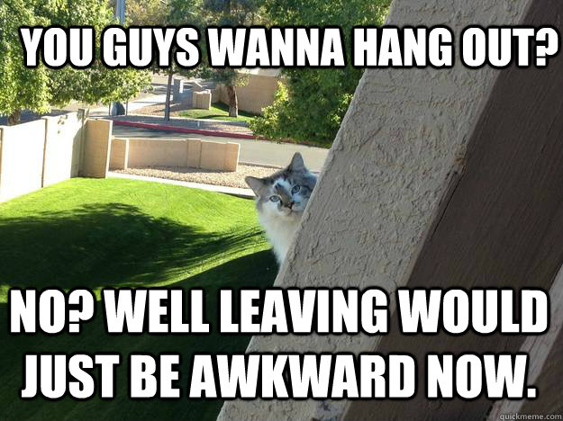 you guys wanna hang out? no? well leaving would just be awkward now.  