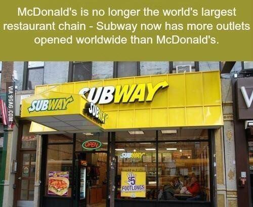 Interesting fact about McDonald's and Subway -   Misc