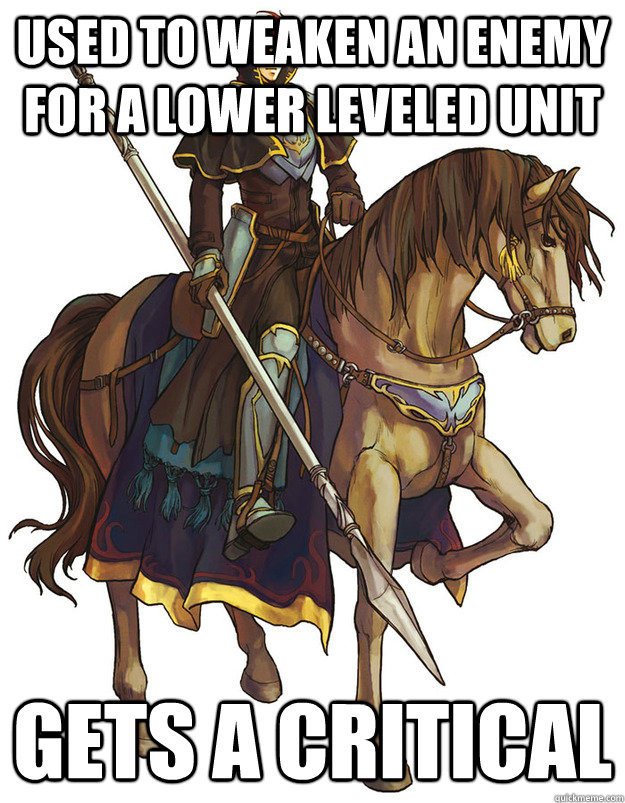 Used to weaken an enemy for a lower leveled unit Gets a critical  