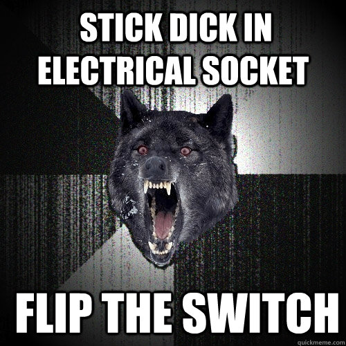  stick dick in electrical socket    flip the switch   Insanity Wolf
