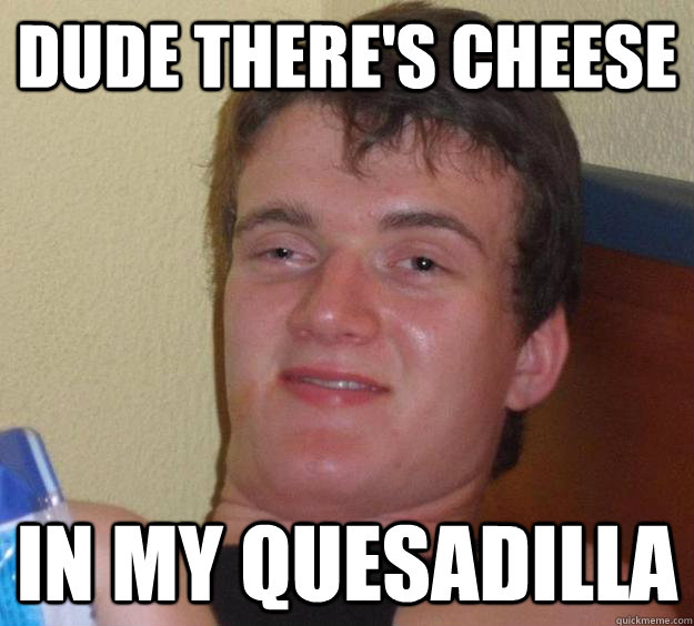Dude There's cheese  in my quesadilla  10 Guy