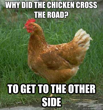 Why did the chicken cross the road? To get to the other side - Why did the chicken cross the road? To get to the other side  cross the road of postmodernism