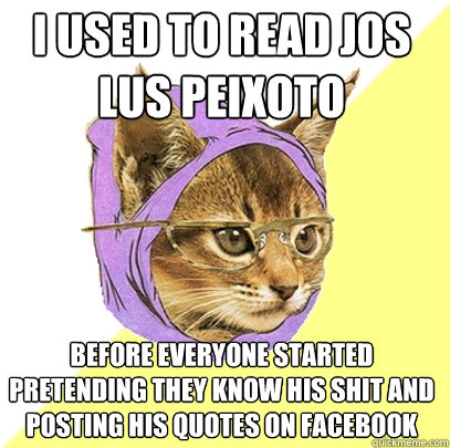 i used to read josé luís peixoto before everyone started pretending they know his shit and posting his quotes on facebook  Hipster Kitty