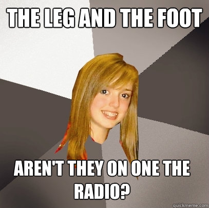 the leg and the foot Aren't they on one the radio?  Musically Oblivious 8th Grader