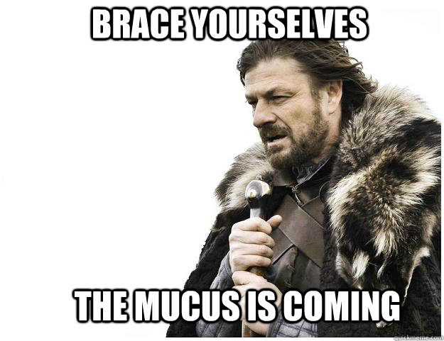 Brace yourselves The mucus is coming  Imminent Ned