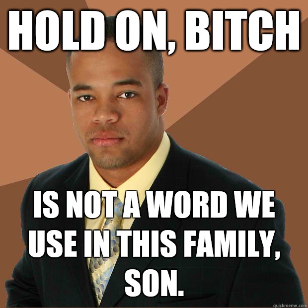 Hold on, Bitch is not a word we use in this family, son.  Successful Black Man