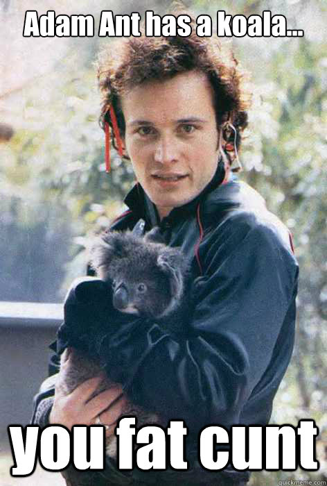 Adam Ant has a koala... you fat cunt  