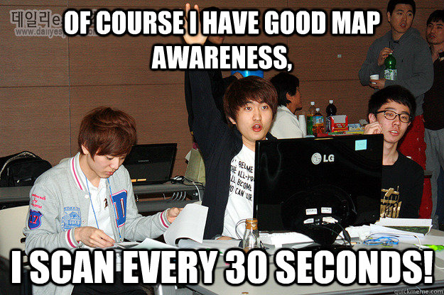 Of course I have good map awareness, I scan every 30 seconds!  Studious Flash